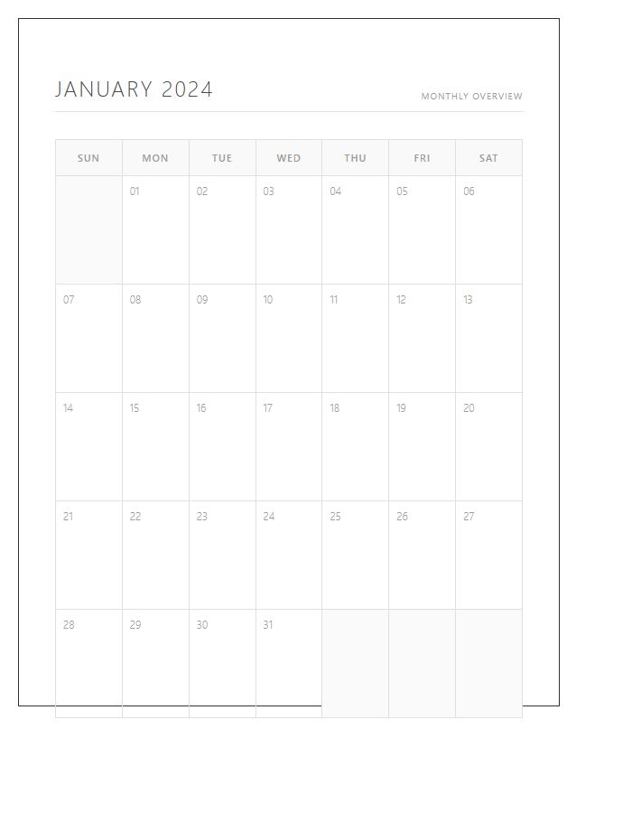 Neutral Toned Minimalist Calendar Printable Chart