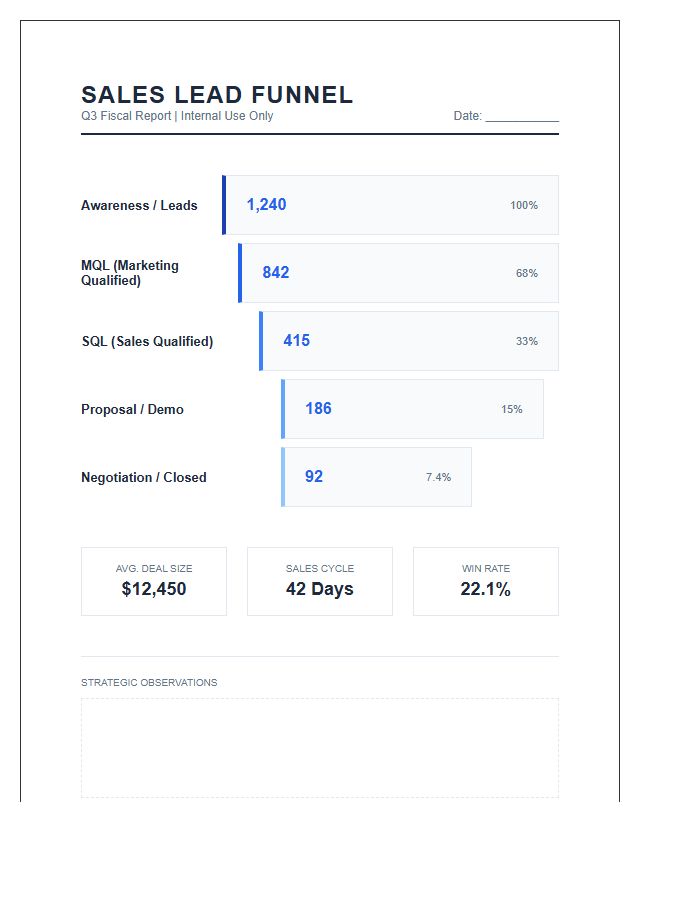 Printable Corporate Sales Lead Funnel Chart