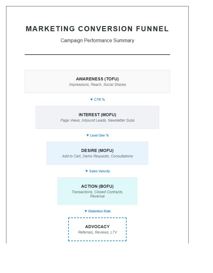 Printable Digital Marketing Conversion Funnel Chart