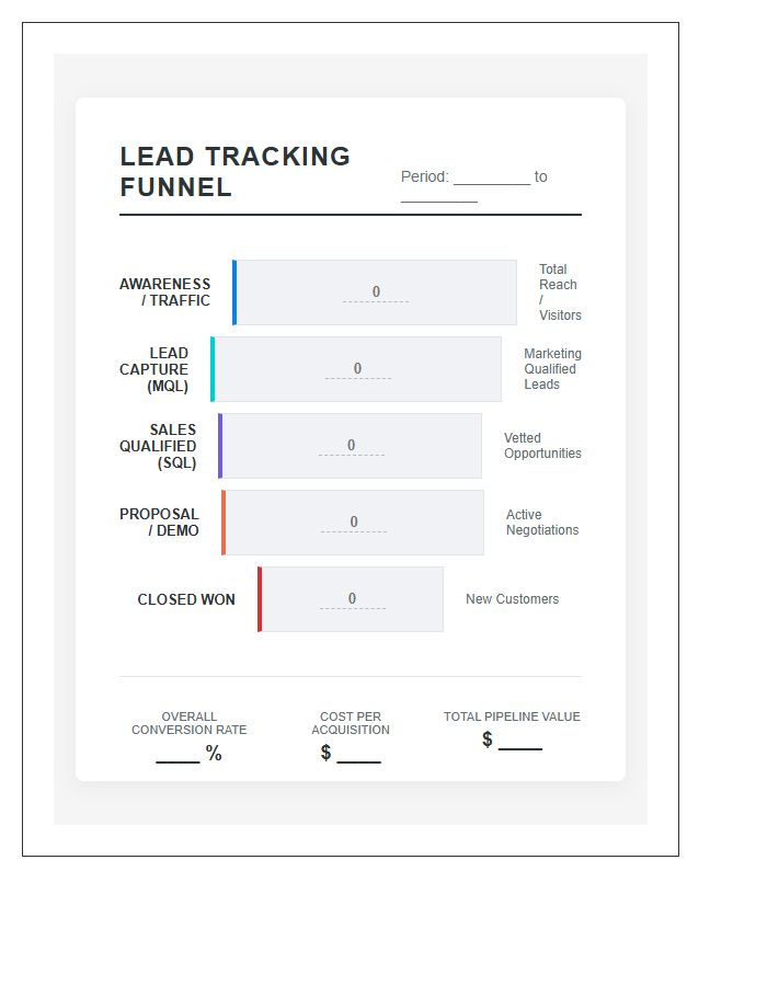 Printable Marketing Lead Tracking Funnel Chart