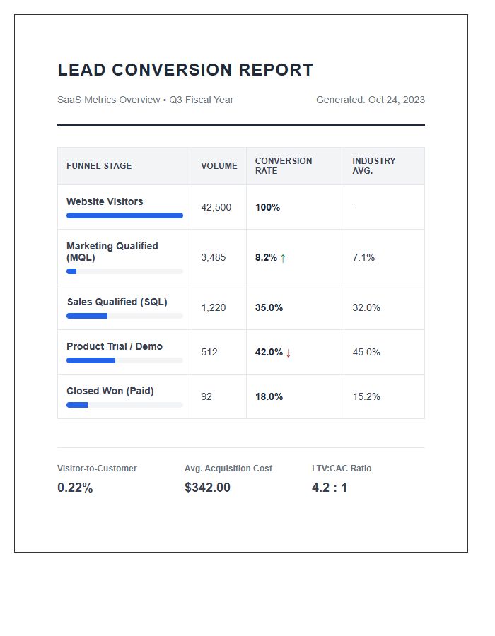 Printable SaaS Lead Conversion Rate Chart