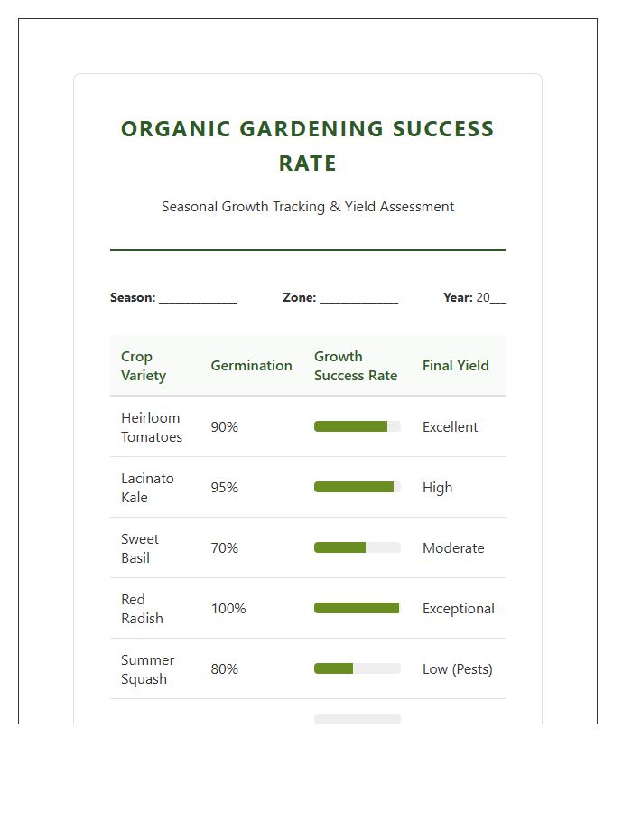 Printable Organic Gardening Success Rate Growth Chart