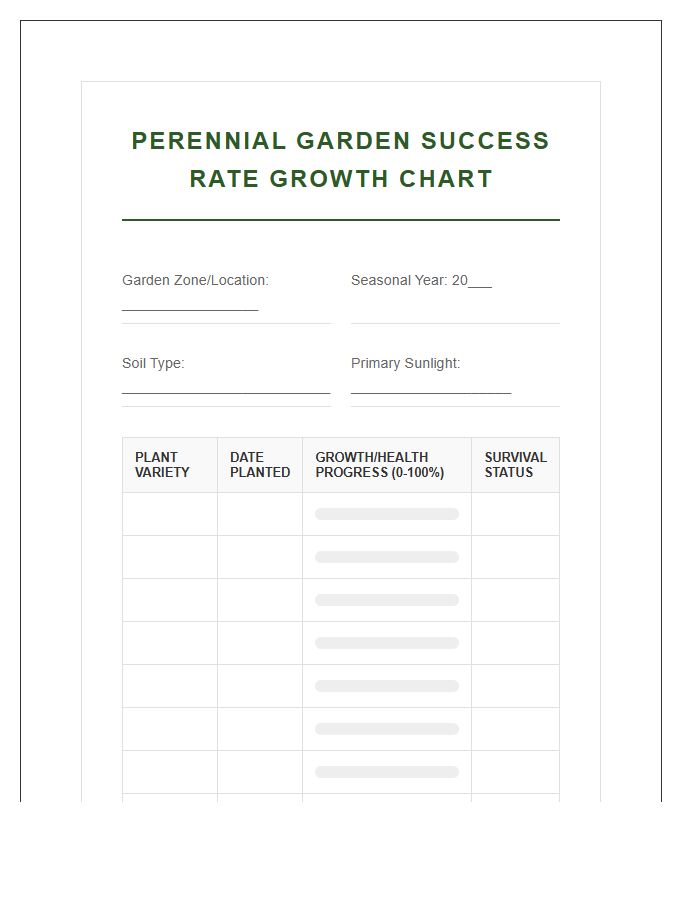 Printable Perennial Garden Success Rate Growth Chart
