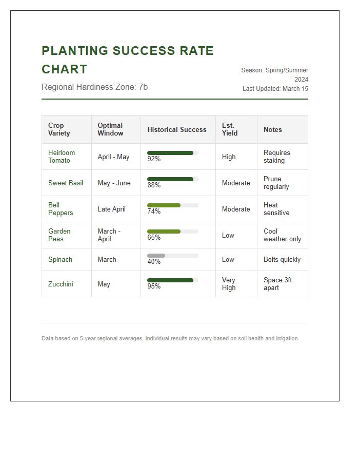 Printable Regional Planting Season Success Rate Chart
