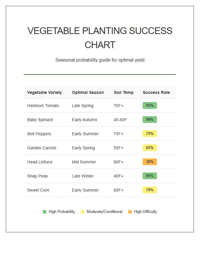 Printable Vegetable Planting Season Success Rate Chart