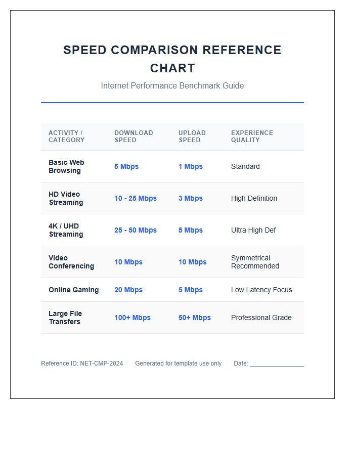 Printable Upload And Download Speed Comparison Chart