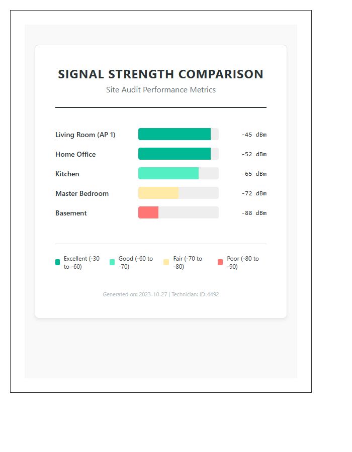 Printable Wireless Signal Strength Comparison Graph Chart