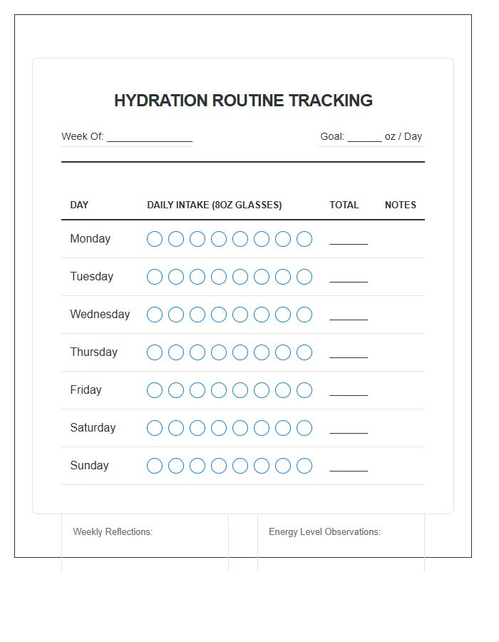 Hydration Routine Tracking Printable Chart