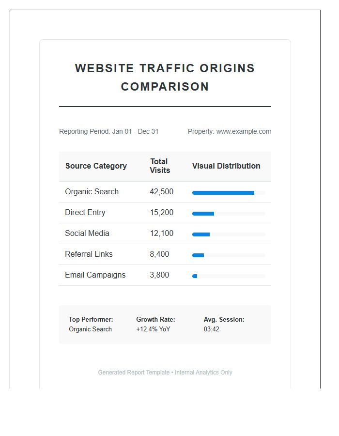 Comparison Of Website Traffic Origins Printable Chart