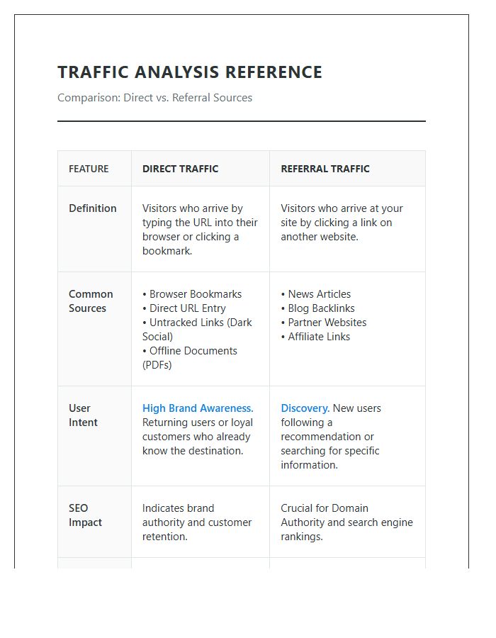 Direct Traffic Versus Referral Traffic Printable Chart