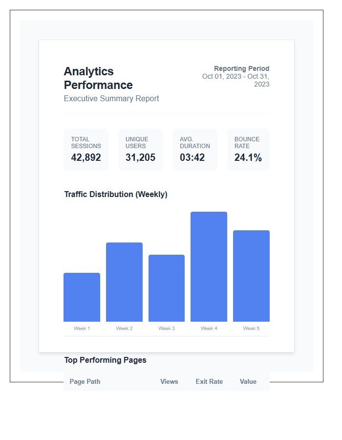 Professional Website Analytics Reporting Printable Graph Chart