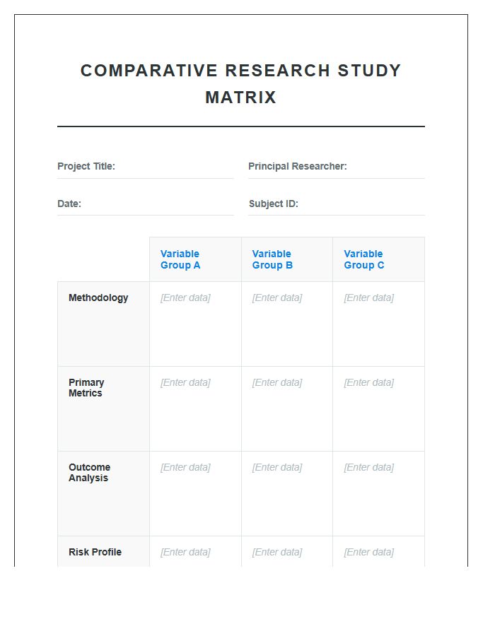 Comparative Research Study Printable Visualization Chart