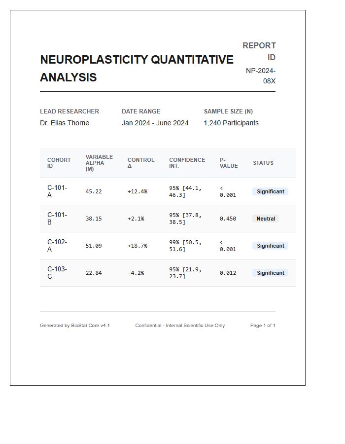 Scientific Study Result Printable Data Chart