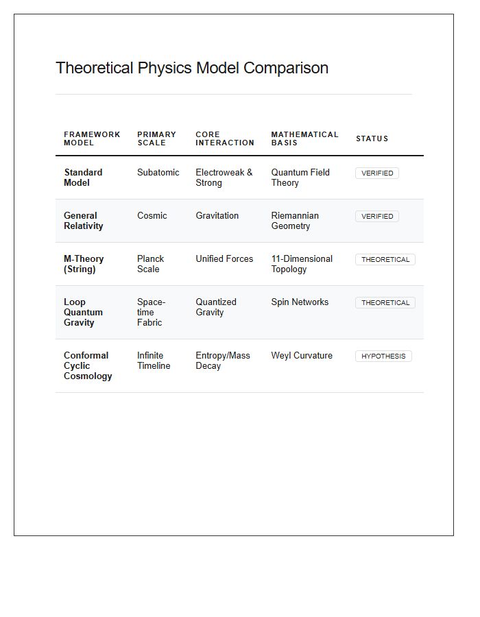 Theoretical Physics Model Printable Comparison Chart