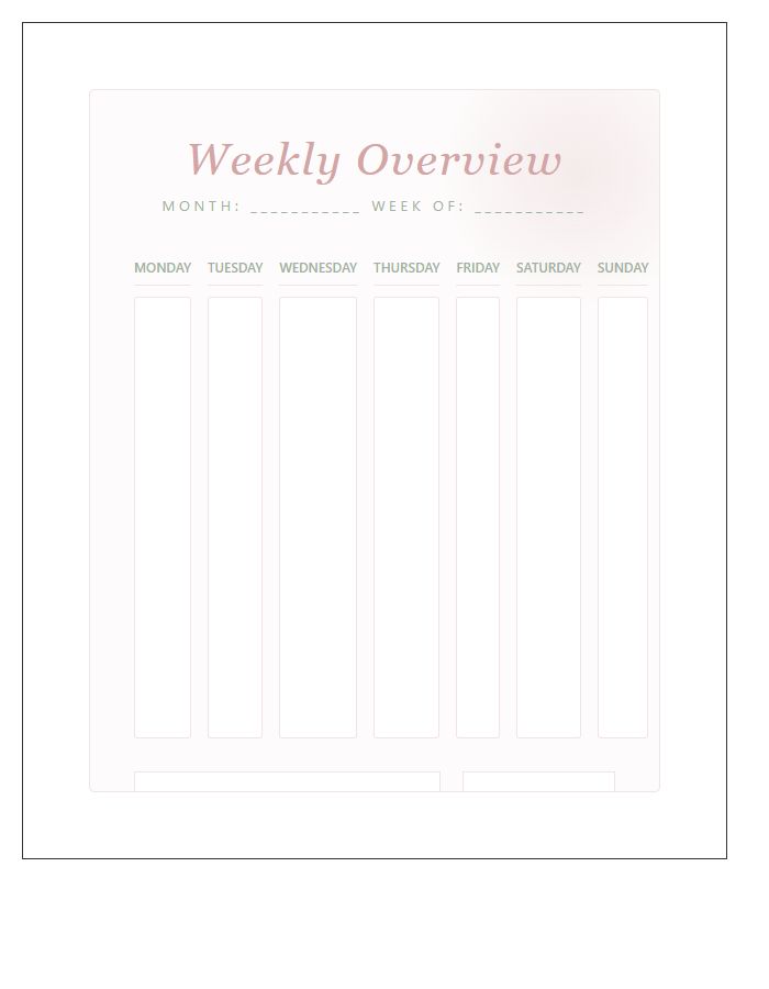 Watercolor Floral Weekly Printable Planner Chart
