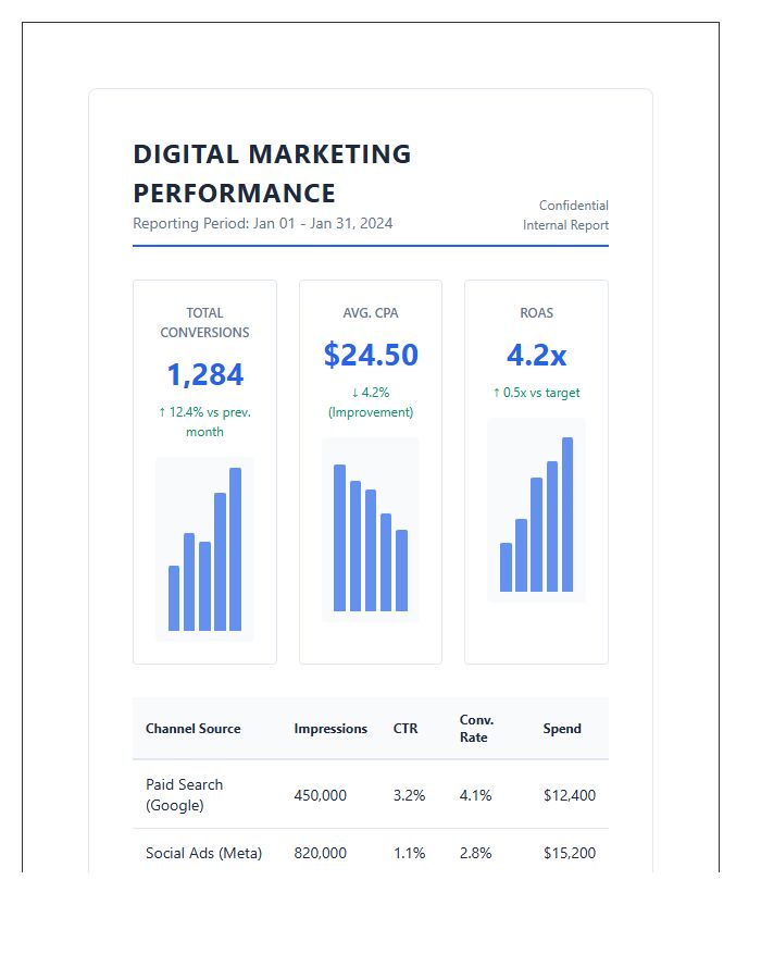 Digital Marketing KPIs Printable Visualization Chart
