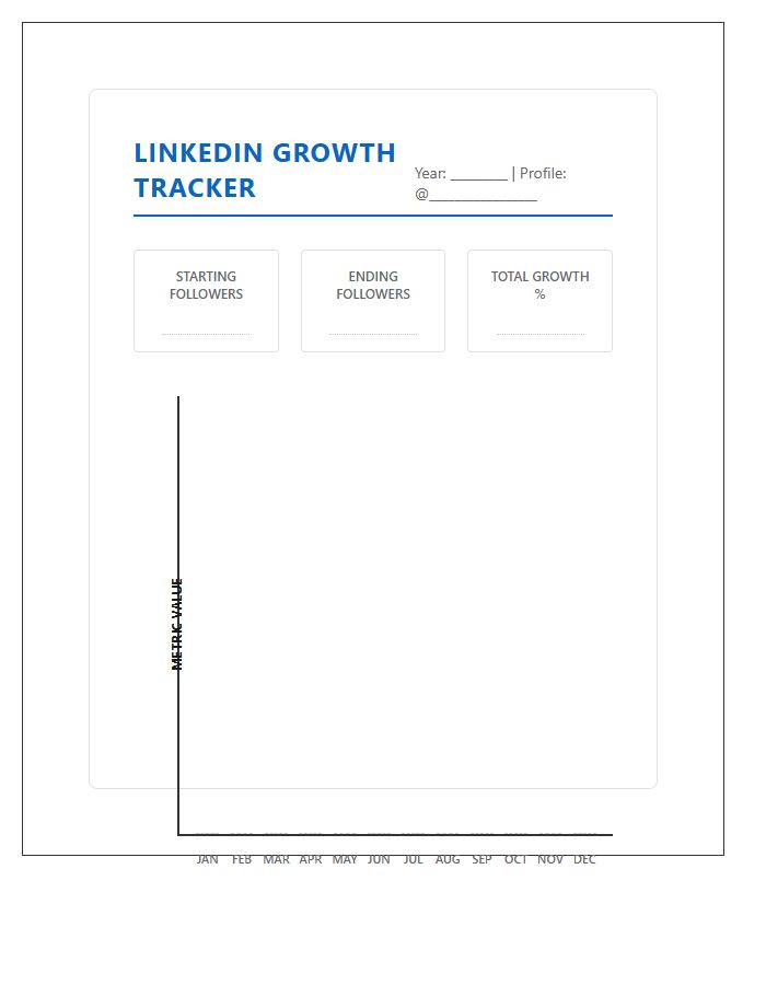 LinkedIn Profile Growth Printable Graph Chart