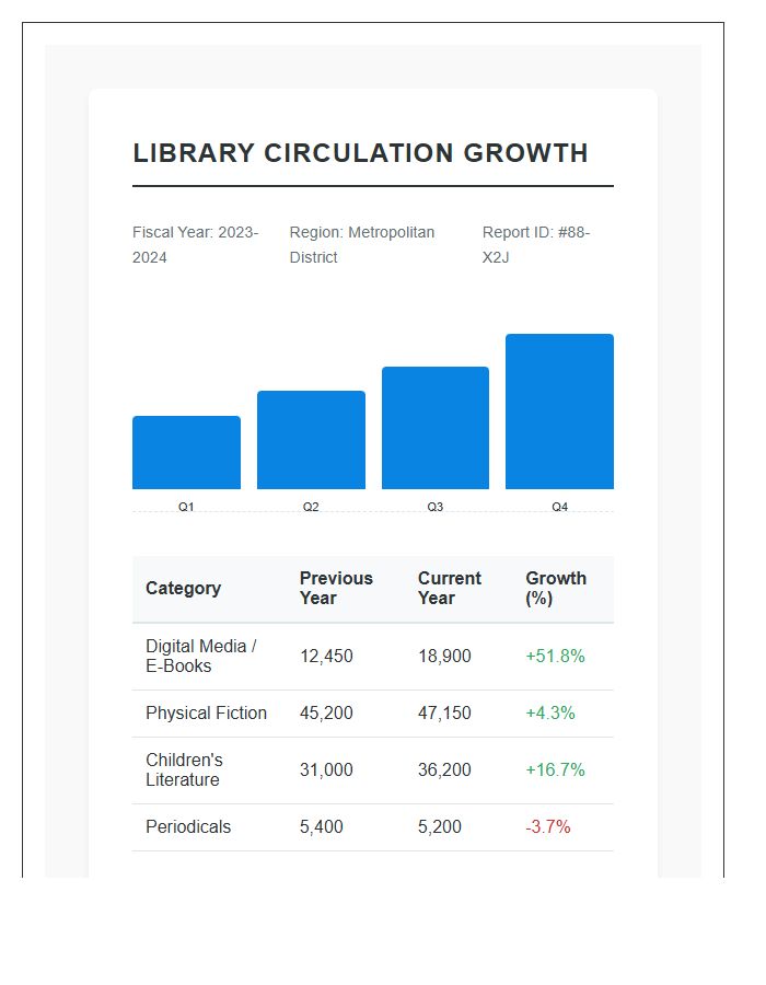 Library Book Circulation Growth Statistics Printable Chart