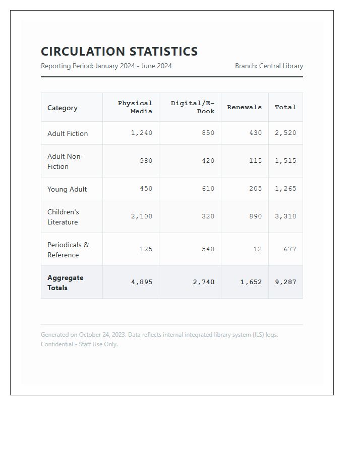 Local Library Circulation Statistics Printable Chart