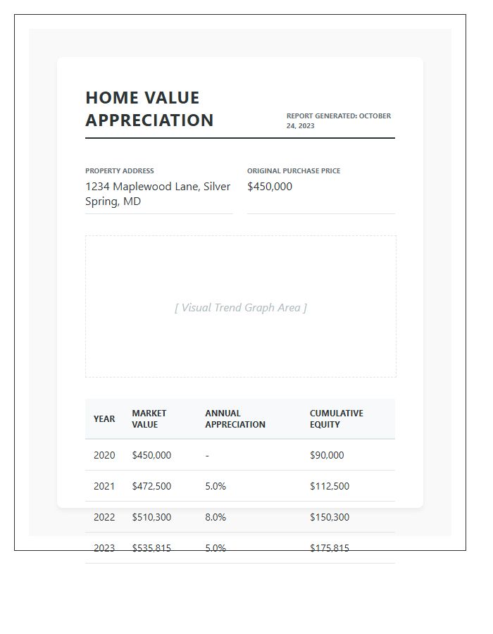 Printable Residential Home Value Appreciation Chart