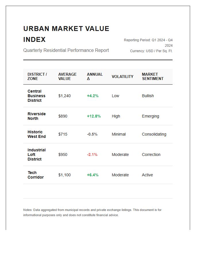 Urban Real Estate Market Value Fluctuations Printable Chart
