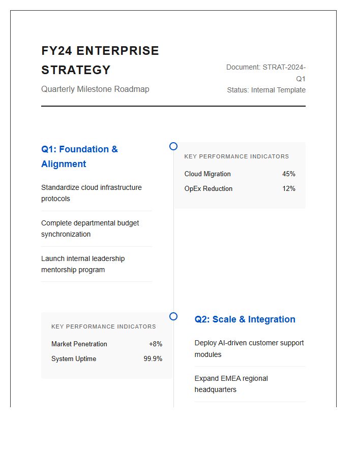 Enterprise Quarterly Review Printable Timeline Chart