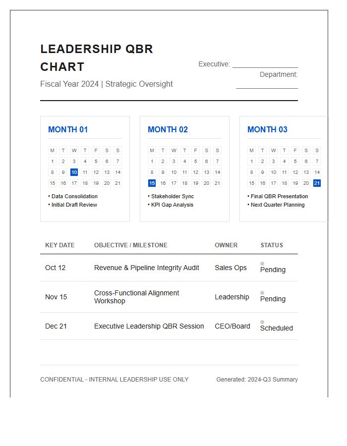 Leadership Quarterly Business Review Printable Calendar Chart