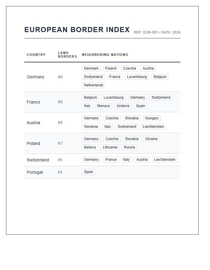 Minimalist Printable European Country Border Chart Design