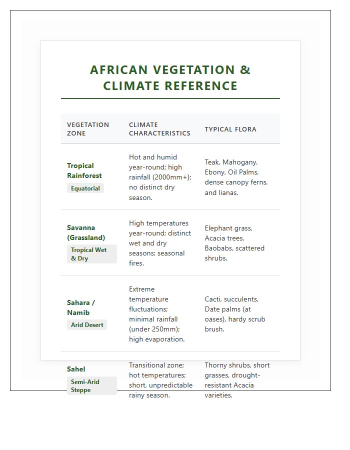 African Vegetation Zone And Climate Chart Printable