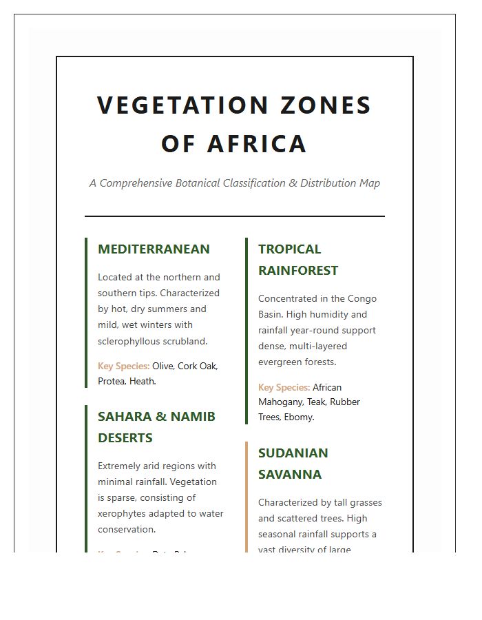 Detailed African Vegetation Zone Wall Chart Printable