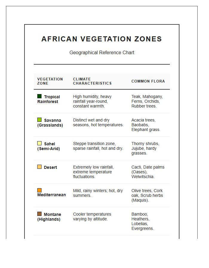 Printable African Vegetation Zone Chart For Classroom