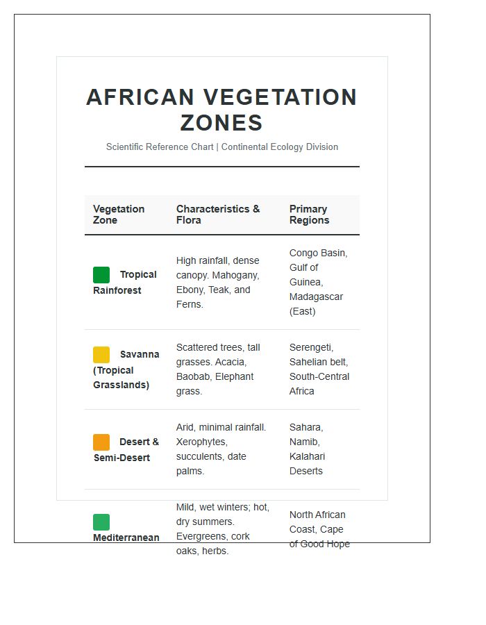 Printable High Resolution African Vegetation Zone Chart
