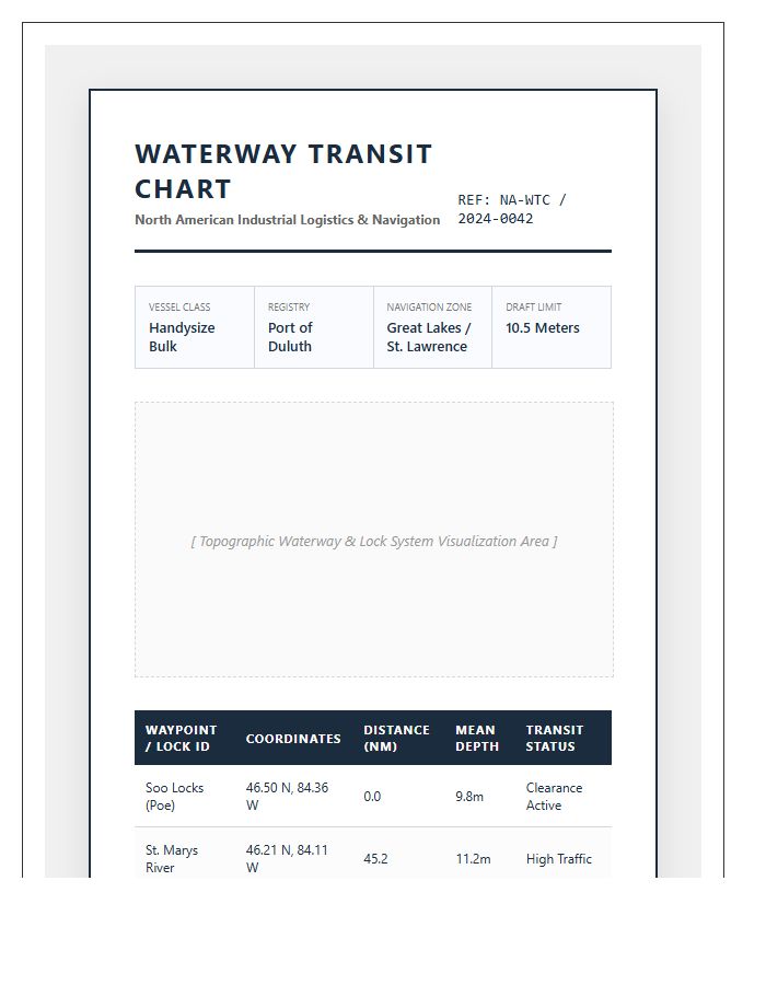 Formal North American Industrial Waterway Transit Map Chart Printable