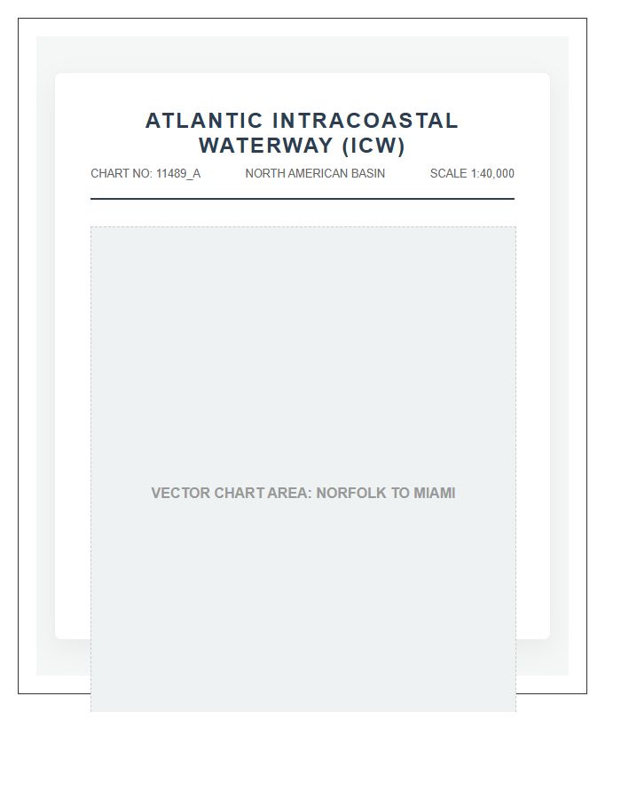 North American Atlantic Intracoastal Waterway Map Chart Printable