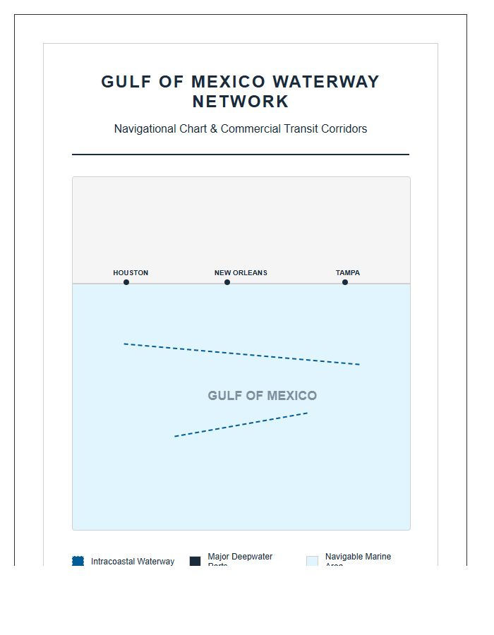 Printable Gulf Of Mexico Waterway Network Map Chart