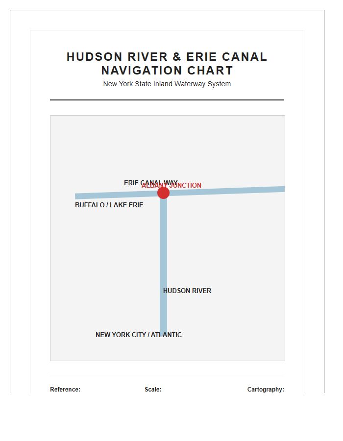 Printable Hudson River And Erie Canal Waterway Map Chart