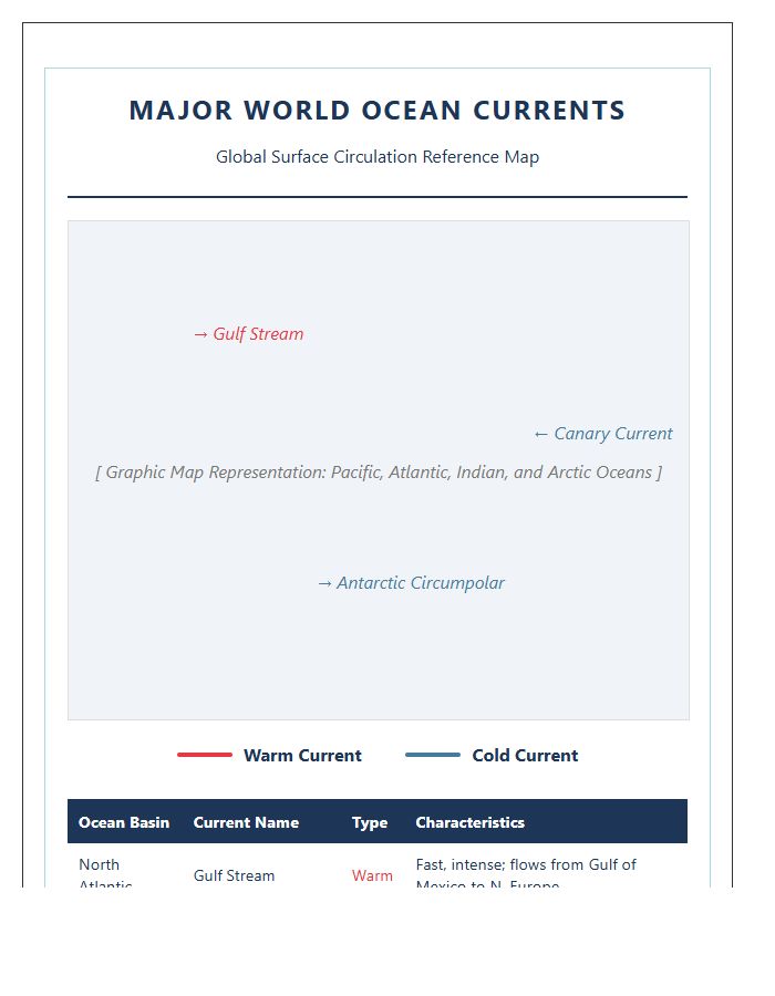 Detailed Printable World Ocean Current Chart