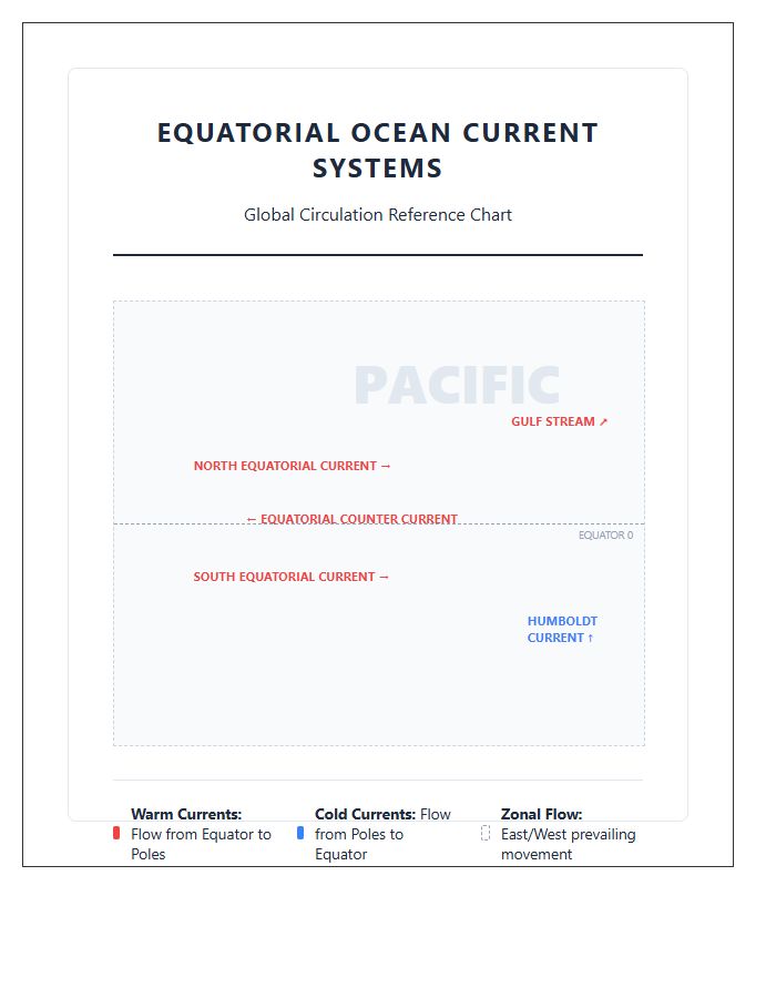 Printable Equatorial Ocean Current Map Chart