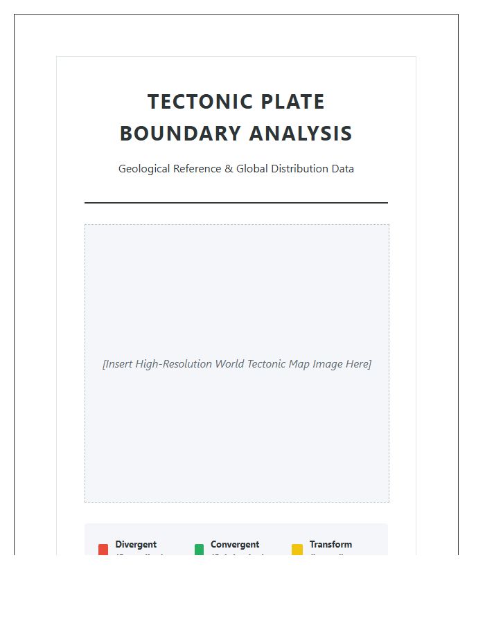 Printable Detailed Tectonic Plate Boundary Map Chart