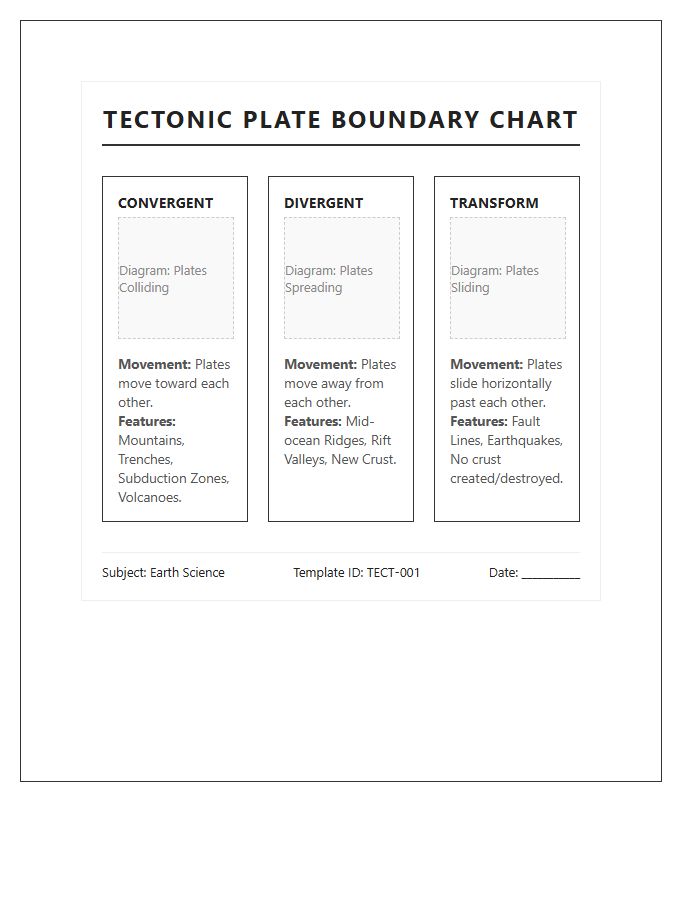 Printable Labeled Tectonic Plate Boundary Chart
