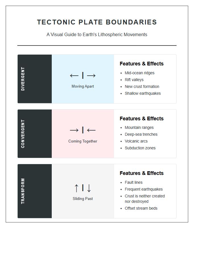 Printable Visual Guide To Tectonic Plate Boundary Chart