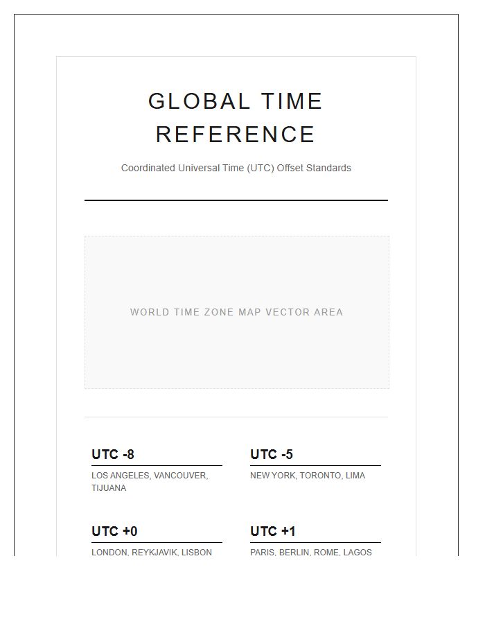 Large Format Time Zone Map Chart Printable
