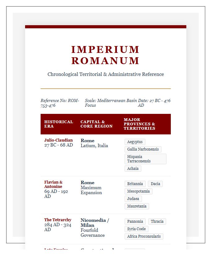 Ancient Mediterranean Roman Empire Printable Layout Chart