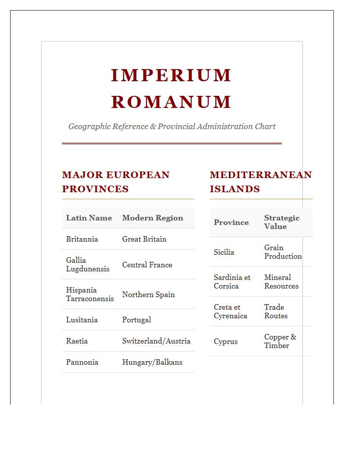 Large Scale Roman Empire Geography Printable Study Chart