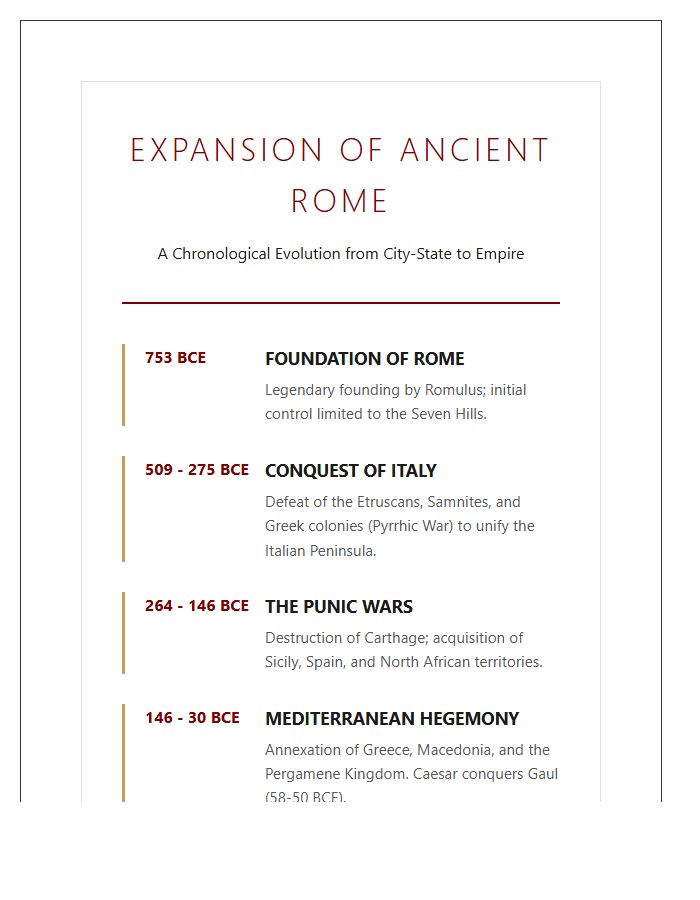 Printable Ancient Rome Expansion Timeline Chart