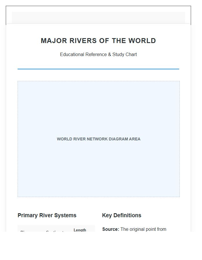 Printable Educational World River Geography Map Chart