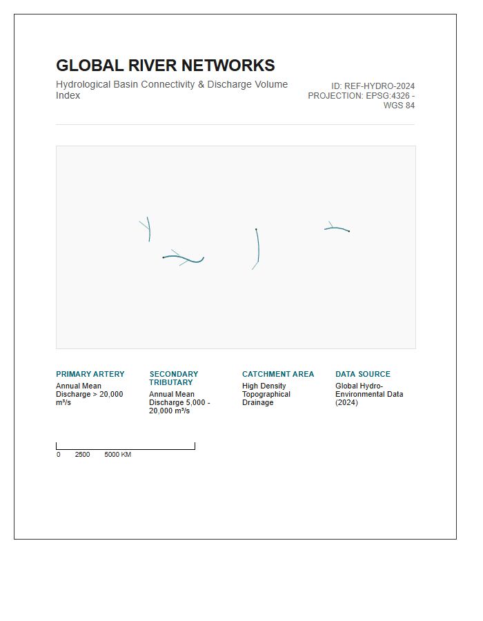 Printable Global River Networks Map Chart