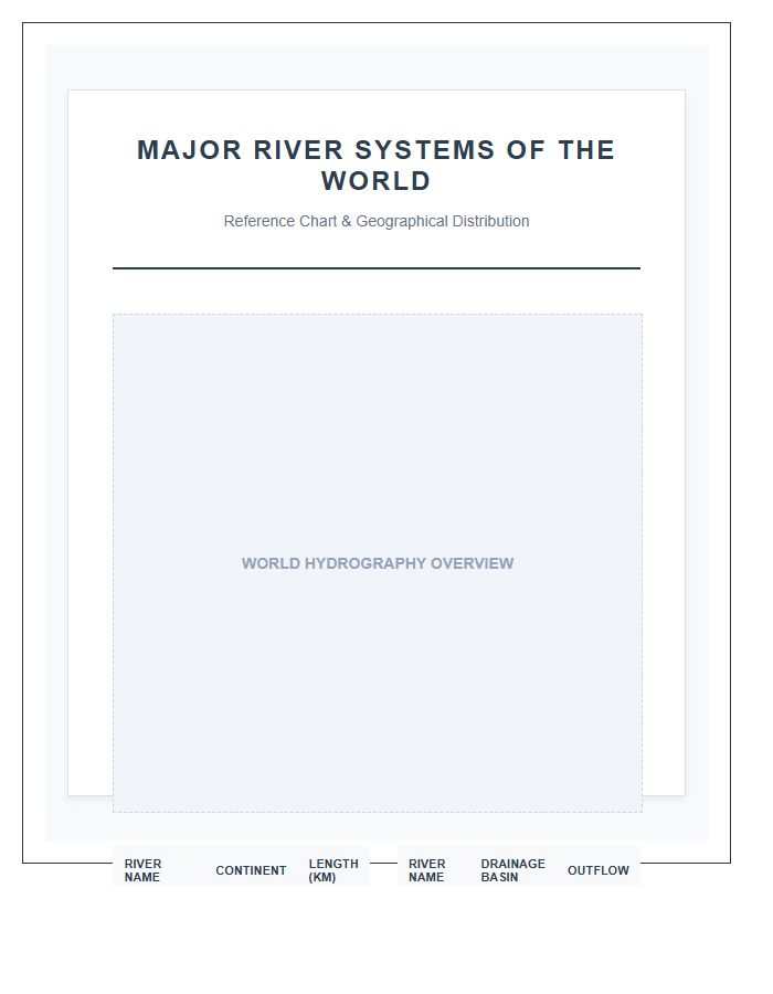 Printable World River Systems Map Chart