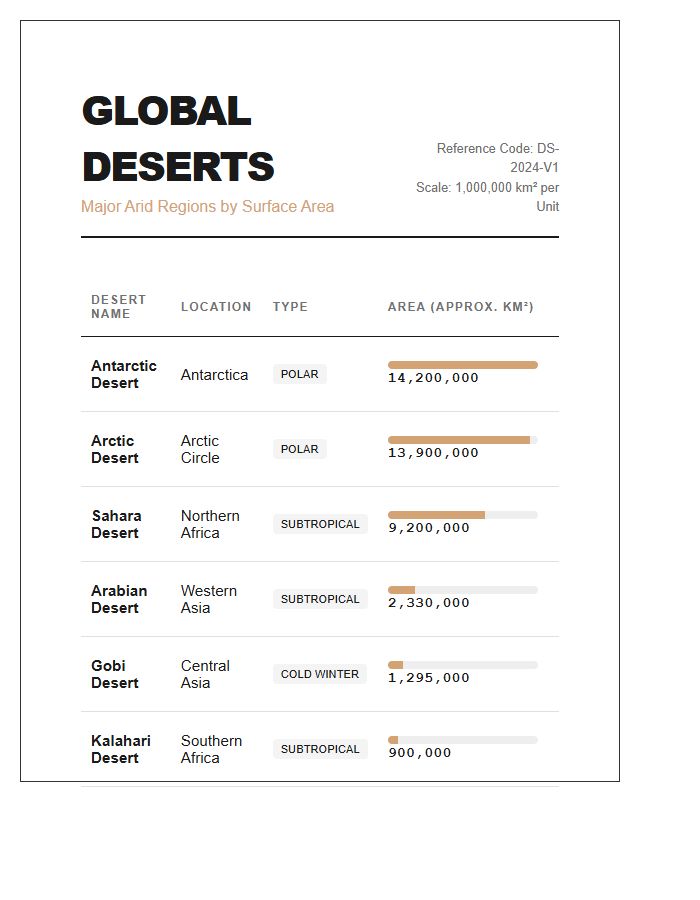 High Resolution Desert Distribution Printable Chart