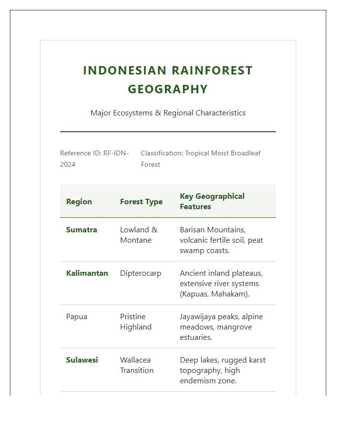 Indonesian Rainforest Geography Printable Chart